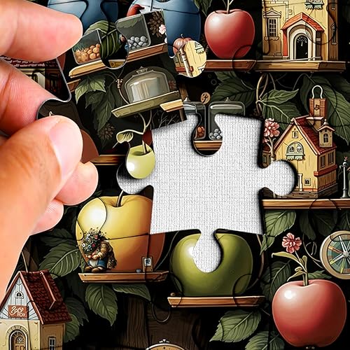 Miniatura 3 de Divertidos rompecabezas de gnomo de manzano para adultos, 1000 piezas, rompecabezas mágico colorido de flores de casa, rompecabezas enanos difíciles