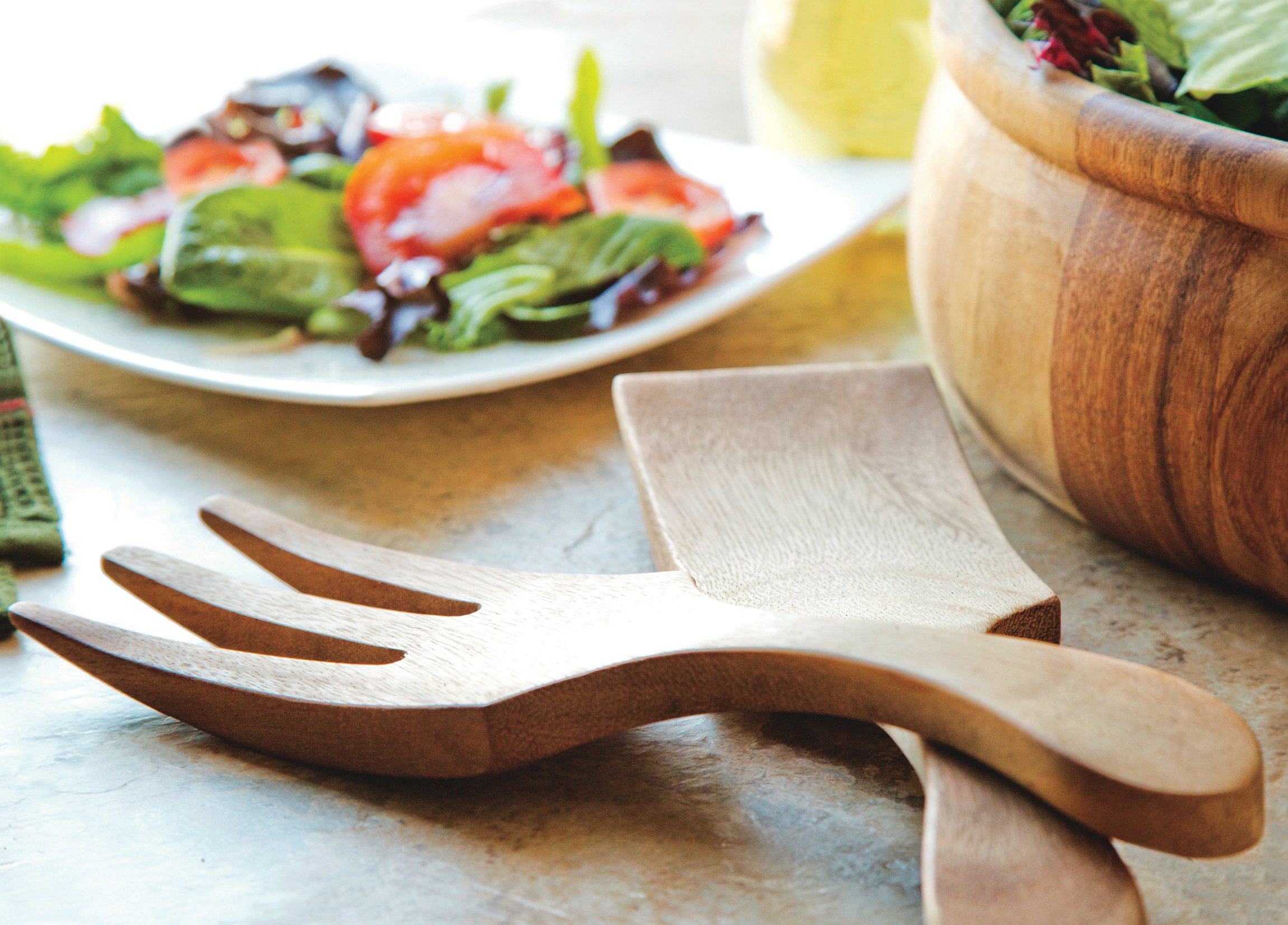 Acacia Wood Salad Servers - Farmhouse Style -8 Acacia Wood Salad Servers - Farmhouse Style -8