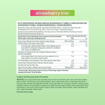 Bloom Super Greens Powder Strawberry Kiwi (30 Servings) with Probiotics, Digestive Enzymes, Spirulina & Chlorella, Sugar-Free