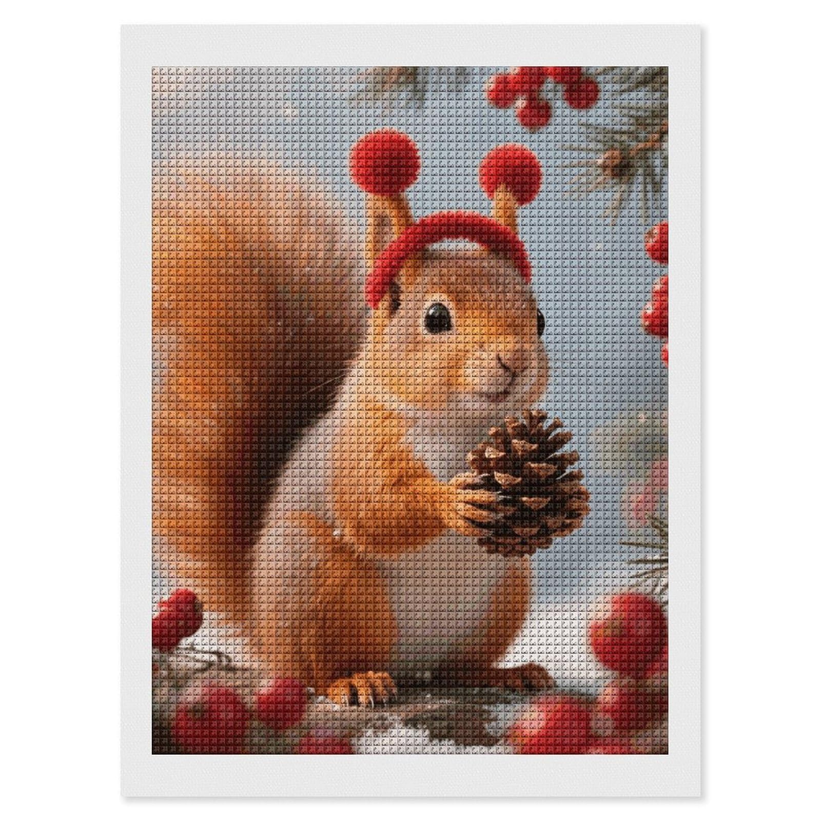 FodPand Squirrel 5D Diamond Painting Kits for Adults Beginners Full Drill Square Diamond Dots Pictures Gem Art Supplies for Home Wall Room Decoration DIY Craft Set Gift 12X16