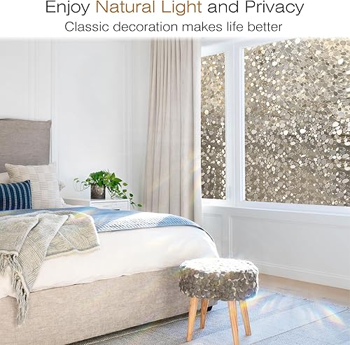 Miniatura 2 de rabbitgoo Película de privacidad para ventana, adhesivos decorativos para ventanas, con bloqueo UV, revestimiento de puertas de ventanas, adherencia