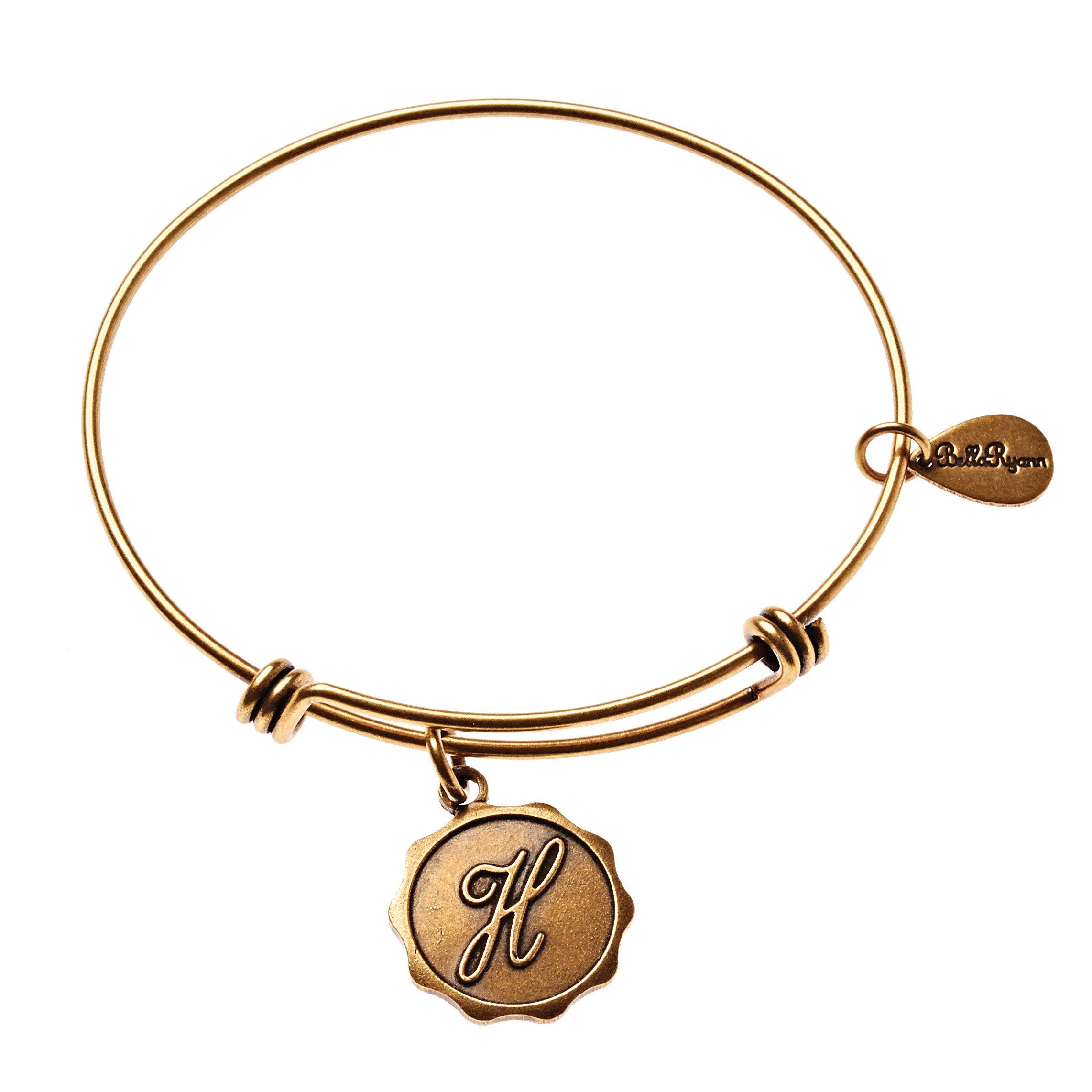 Bella Ryann H Initial Gold Charm Bangle Bracelet, Brass, na