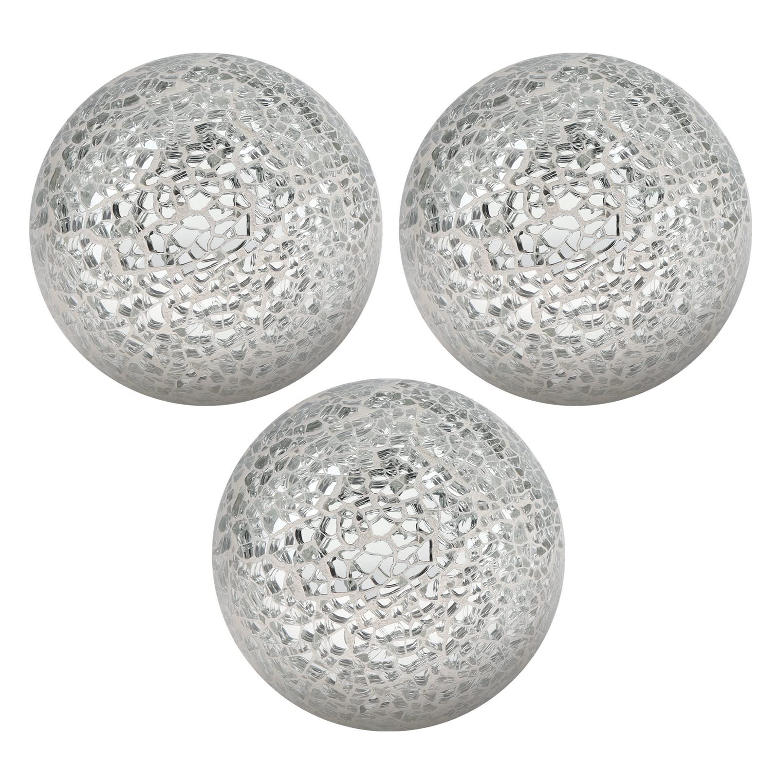Kepfire 3Pcs Decorative Balls for Bowl,3.15 Inch Silver Decorative Balls for Vase Decor, Table Centerpiece, Bowl Fillers,Wedding Party Decorative