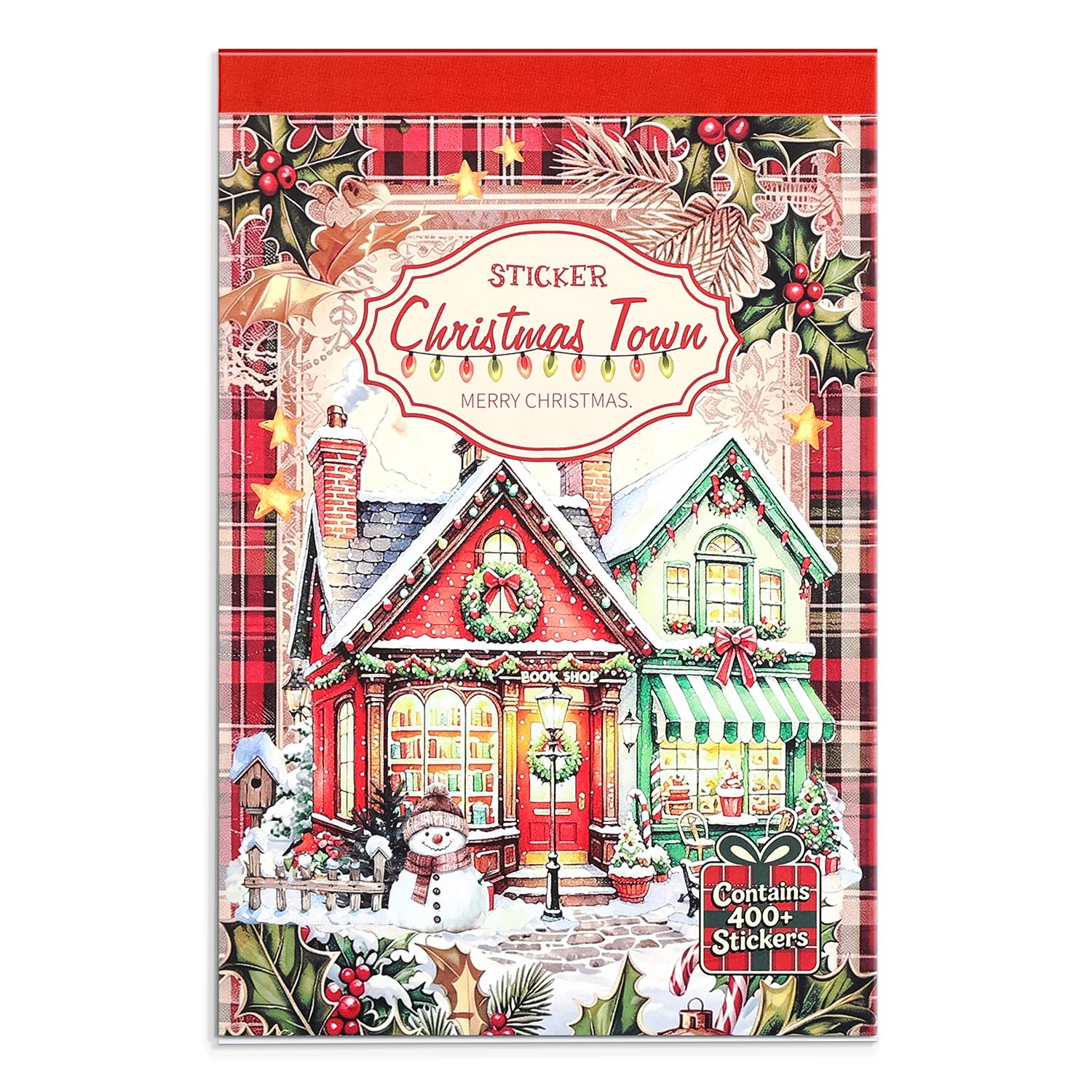 Christmas Sticker Book for Girls, 400+ Cute Retro Christmas Town Comics Stickers, Reusable Vinyl Holiday Stickers for Scrapbooking Journaling Planner Card Making, Xmas Gift