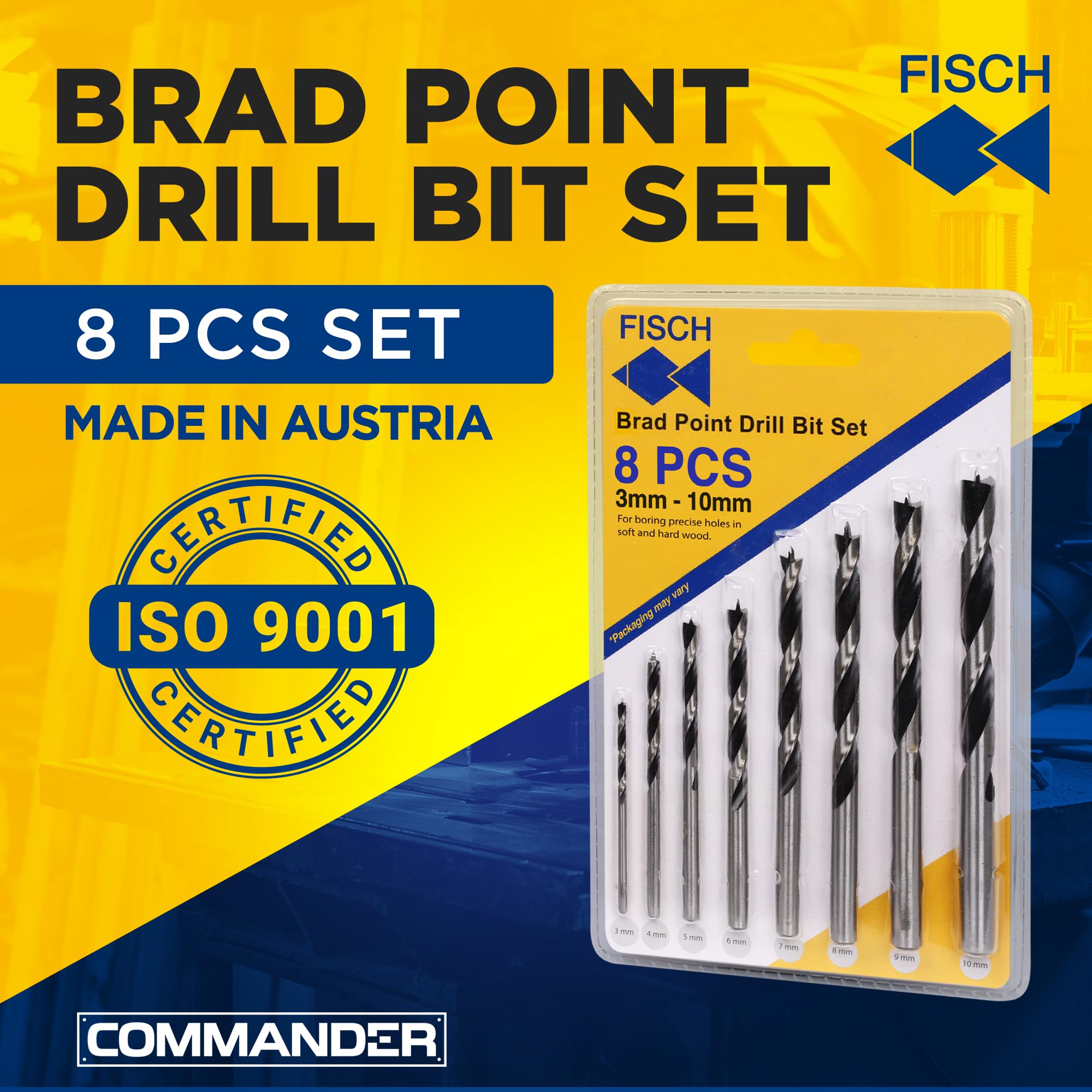 Fisch Brad Point Drill Bit Set - 8 Pcs -2