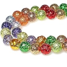 MJDCB Electroplate Natural Multicolor Volcanic Lava Stone Round Loose Stone Beads DIY for Jewelry Bracelet Making 10mm