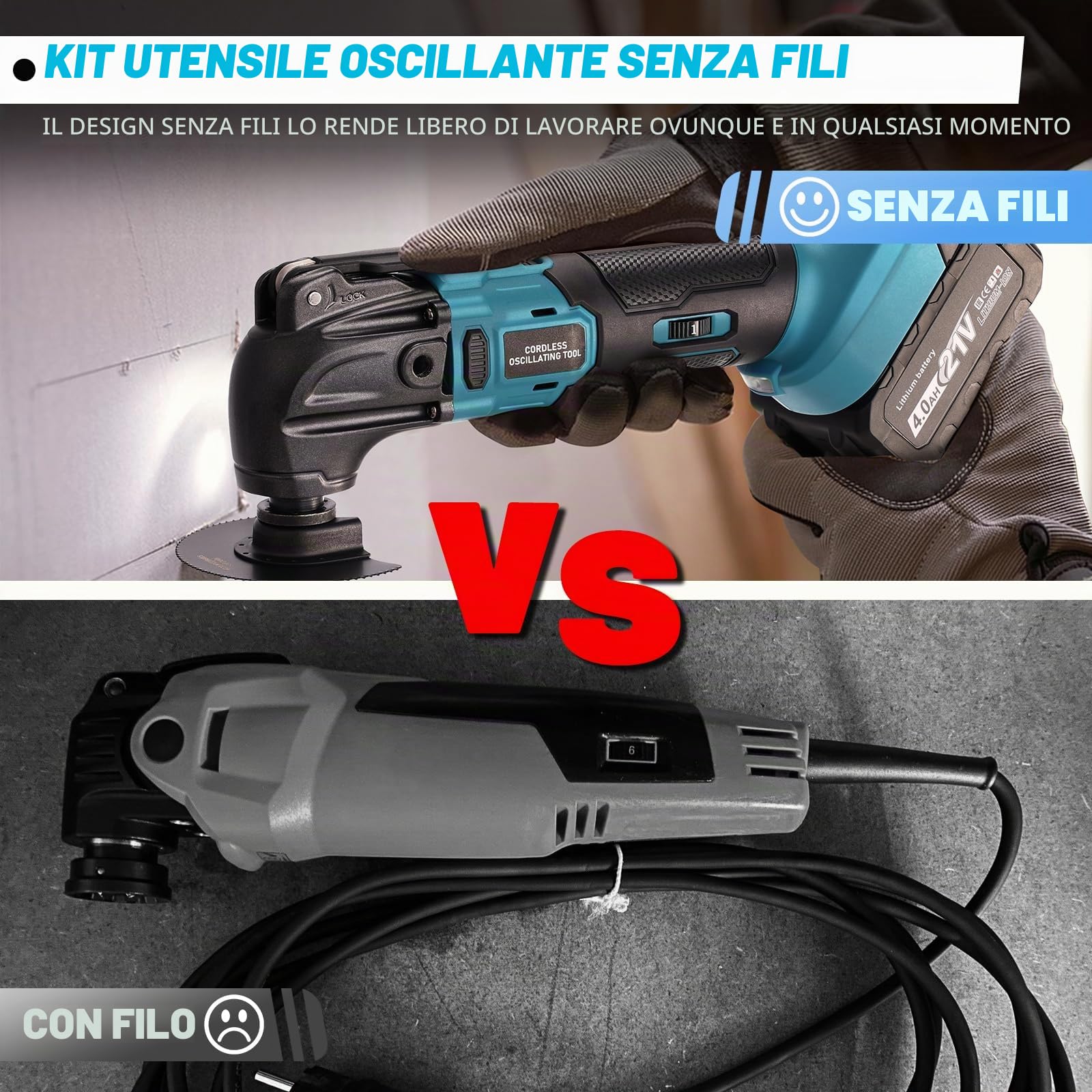 YEARTOP Strumento Multifunzione a Batteria con 2 Batterie da 4000 mAh