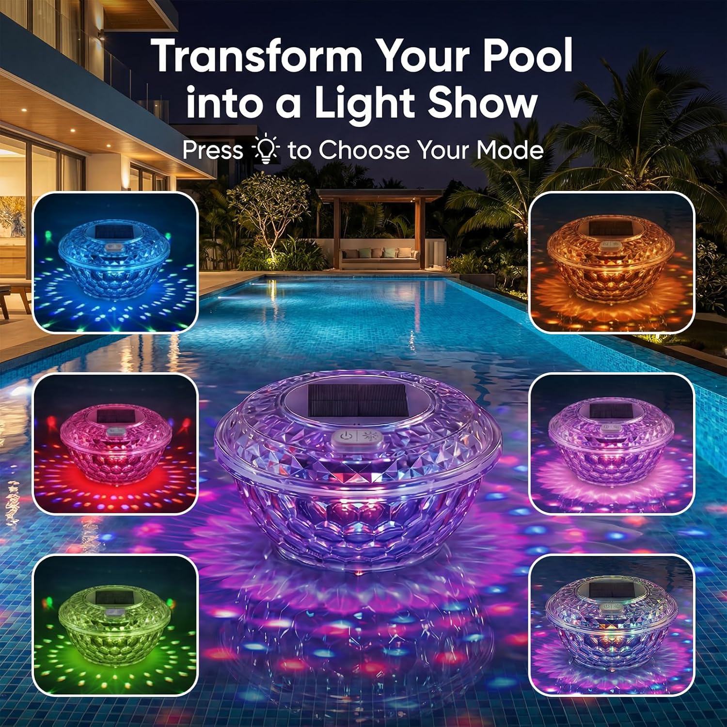 Floating Tablet Dispenser with Thermometer & Solar LED, Digital Screen Pool/Hot Tub Spa Floater, Button-Control Light, Adjustable Tablet Release, Anti-Sinking, No Chemicals Included