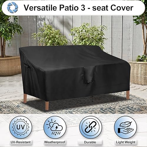 Miniatura 4 de OutdoorLines Funda impermeable para sofá de 3 plazas, resistente a los rayos UV, para muebles de patio, resistentes a la intemperie, fundas de