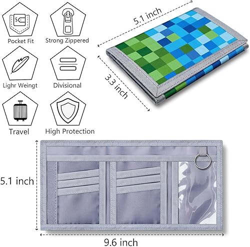 Miniatura 5 de Carteras para niños con bolsillo para monedas, carteras para niños de 4 a 18 años, cartera triple plegable para niños con 9 tarjeteros, cartera