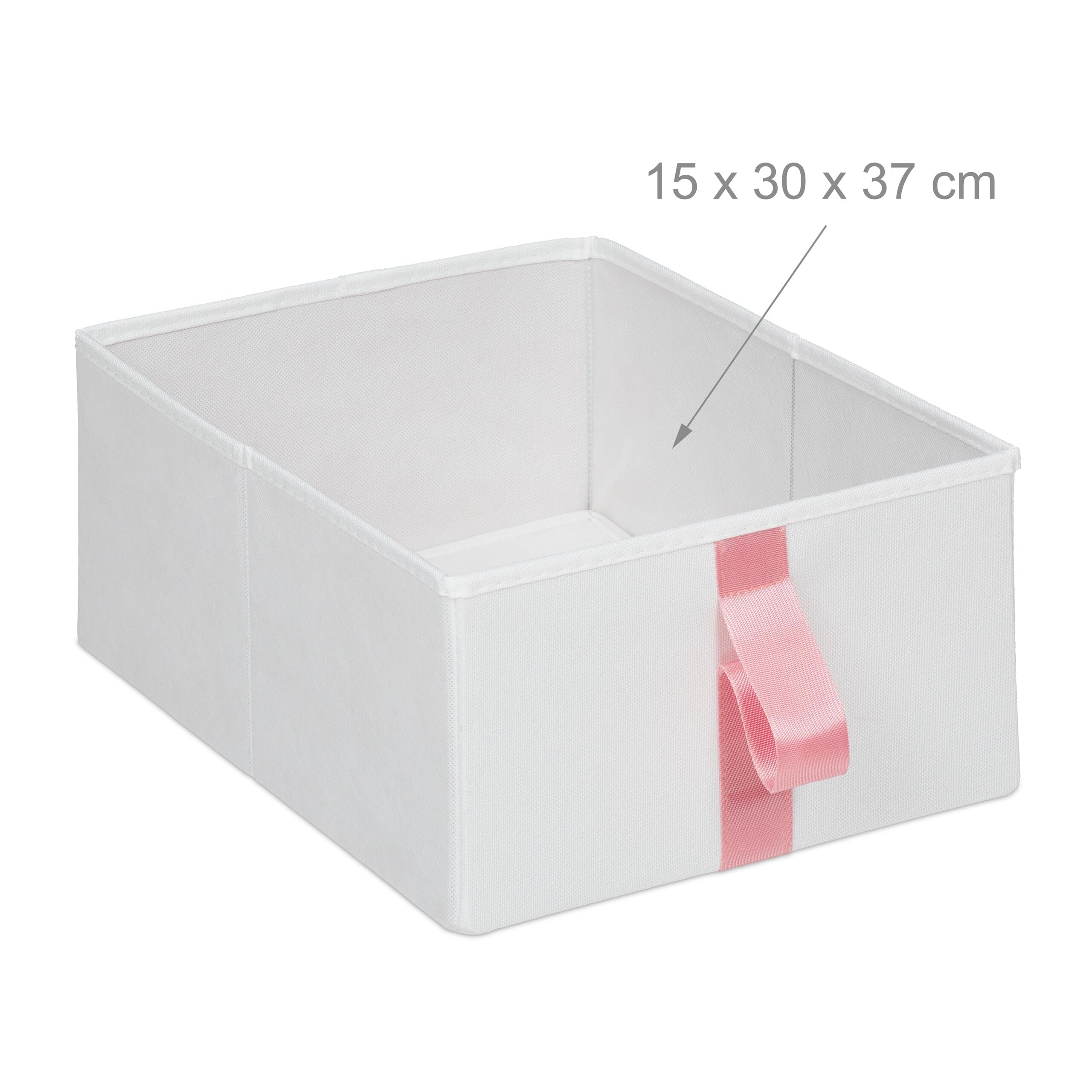 Relaxdays Kommode, Kinder, 6 Stoffschubladen, HxBxT: 61,5 x 68 x 40,5 cm, Schubladenschrank mit Metallgestell, weiß/rosa