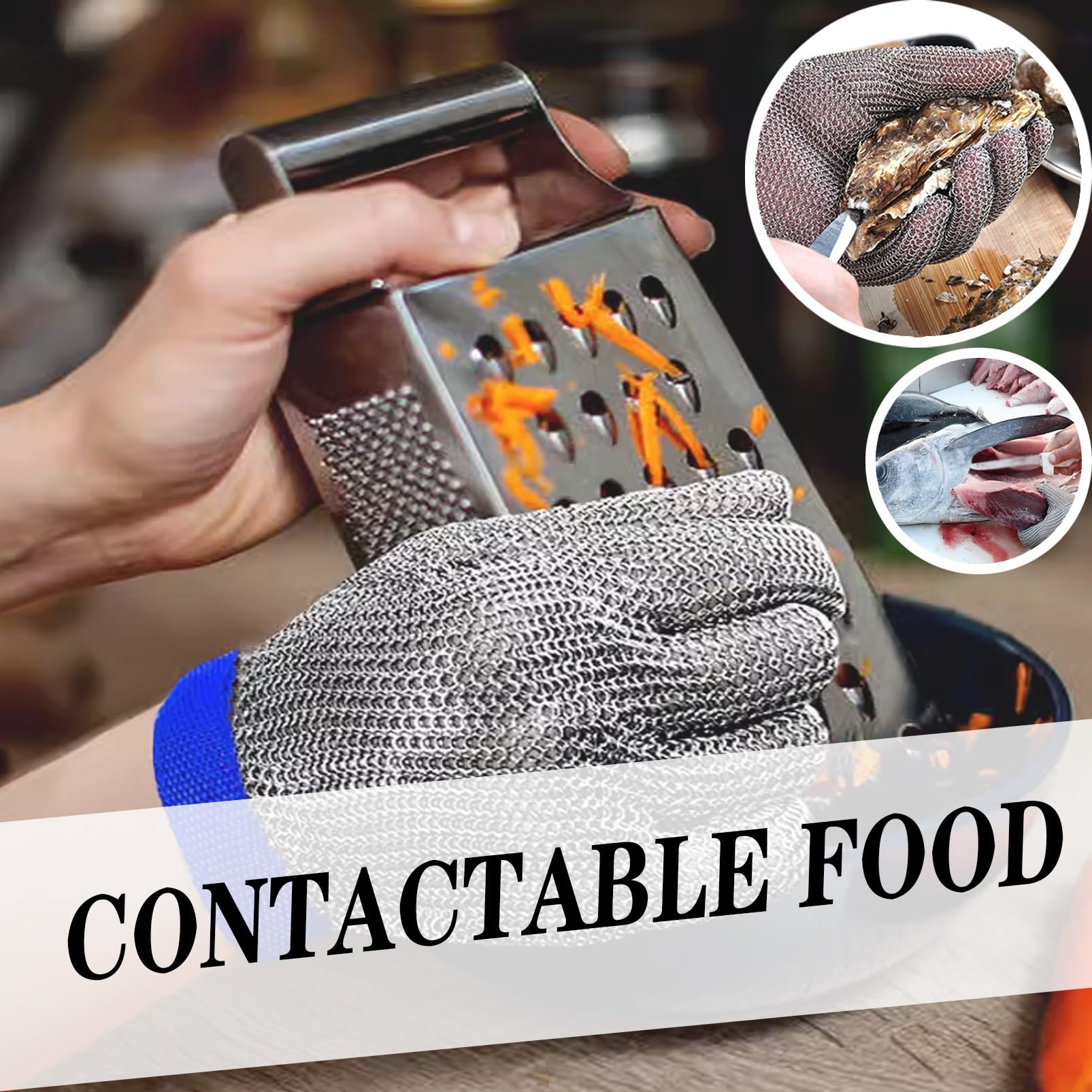 Guantes de Trabajo Anticorte 2pcs Breathable Cut Resistant Gloves, Level 9 Protection Kitchen Restaurant Slaughterhouse Anti Knife Gloves(/M)