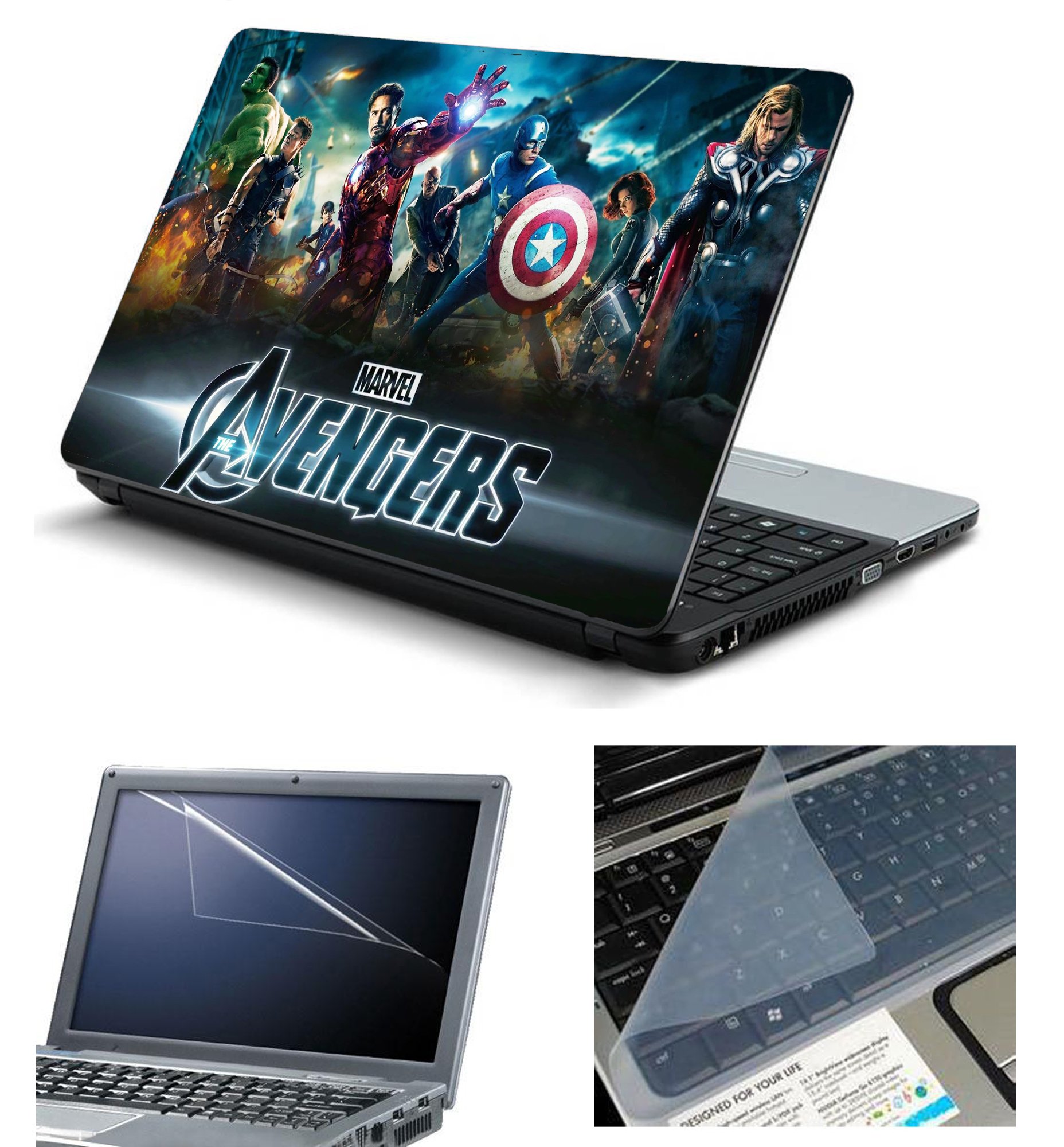 Namo Art 3in1 Laptop Accessories Combo Kit - Laptop Skins 15.6 inch Stickers with Laptop Screen Protector and Laptop KeyGuard for All Laptop - Notebook HQ1088 The Avengers Team Large3in1HQ1088 (B01MSEL1JI) Amazon Price History, Amazon Price Tracker