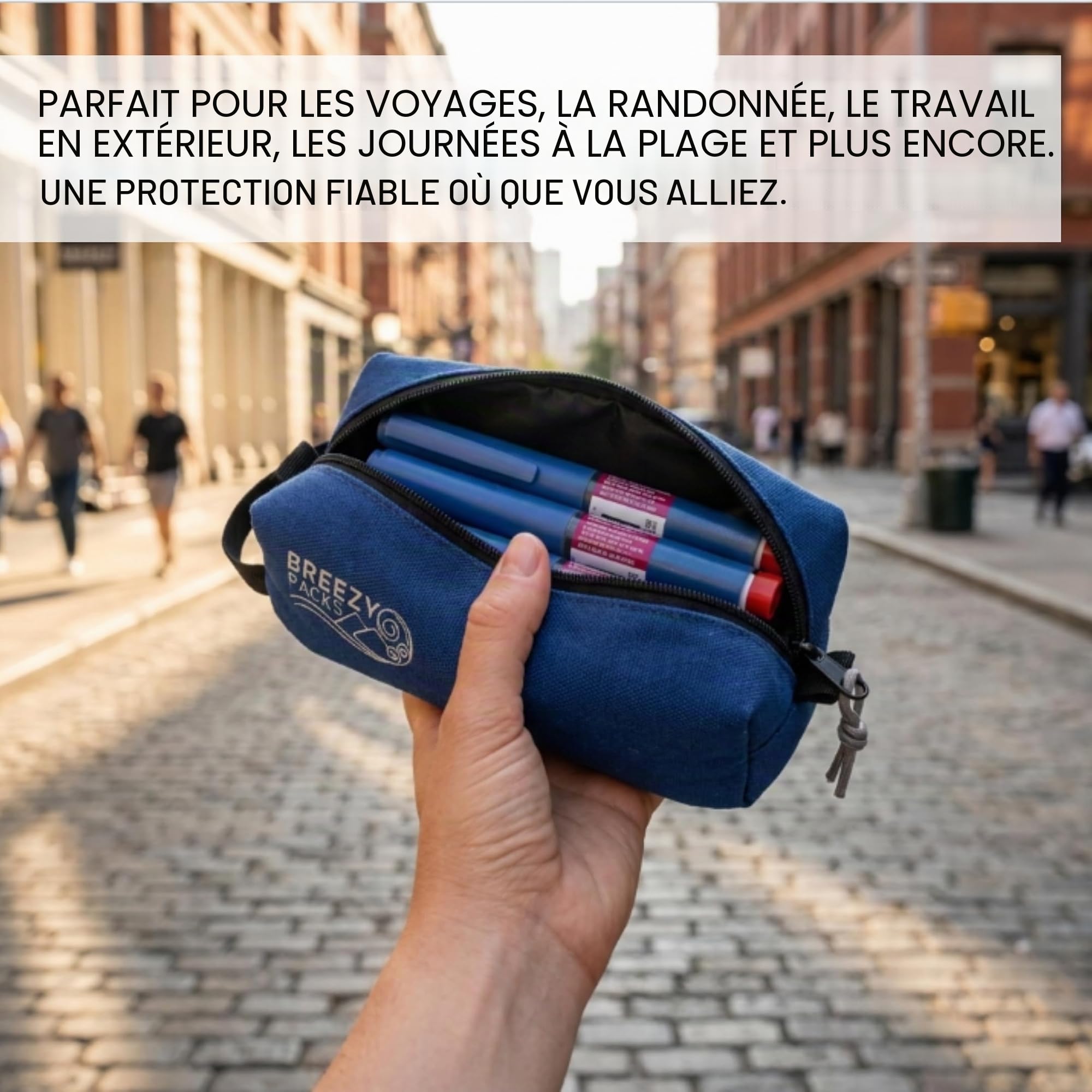 Breezy Extra | BreezyPacks | Étui isotherme de voyage pour stylos à insuline | Étui de transport médical isotherme pour EpiPen | Recharge par elle-même - Pas de mouillage, de gel ou d'électricité |