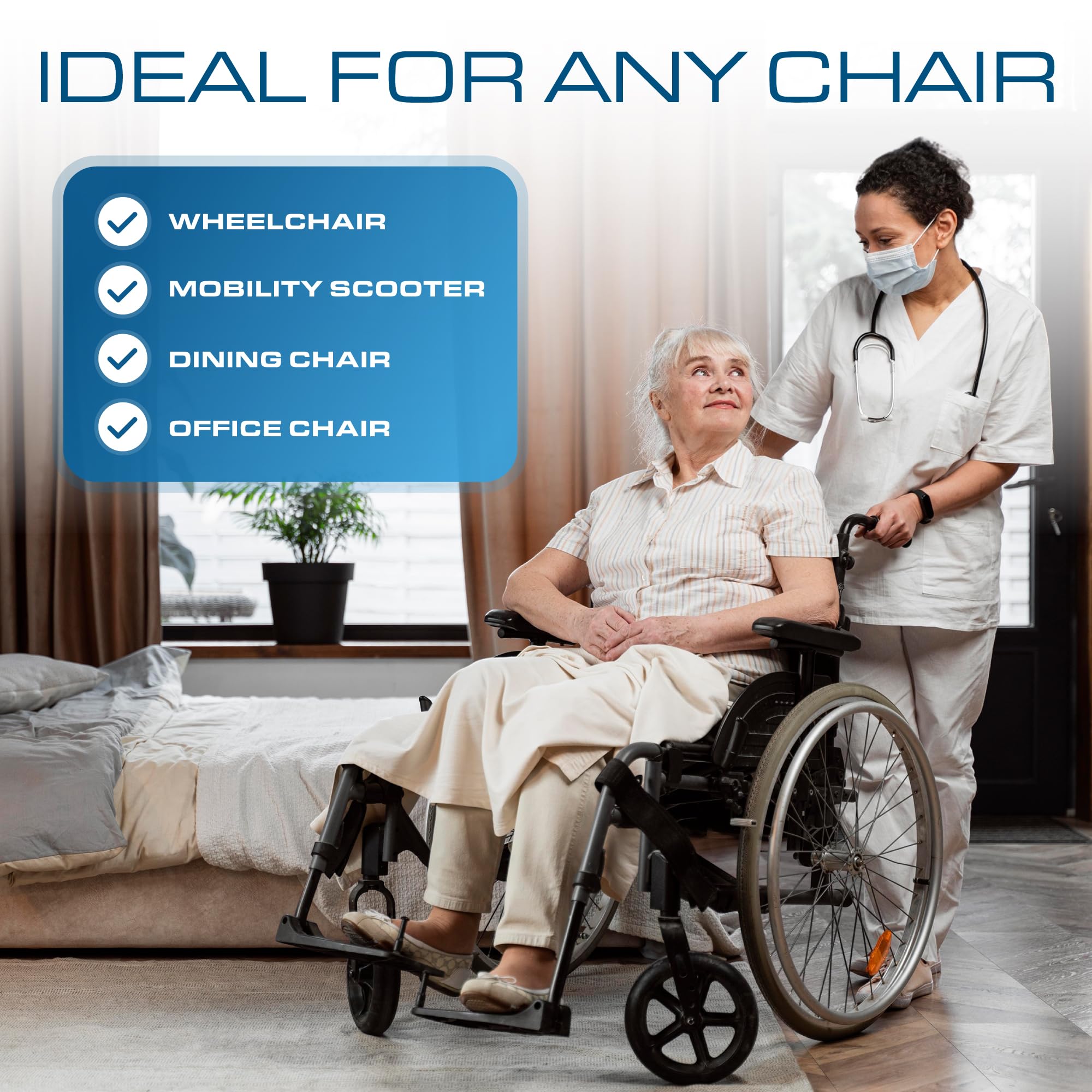 Kölbs Gel Extreme Cojín de Asiento para Silla de Ruedas, Alivio del Dolor de coxis, ciática y coxis, Ideal para Oficina, Cocina, sillas de Ruedas y Coche, Asiento de 40,6 x 40,6 cm, Grosor de 7,6 cm