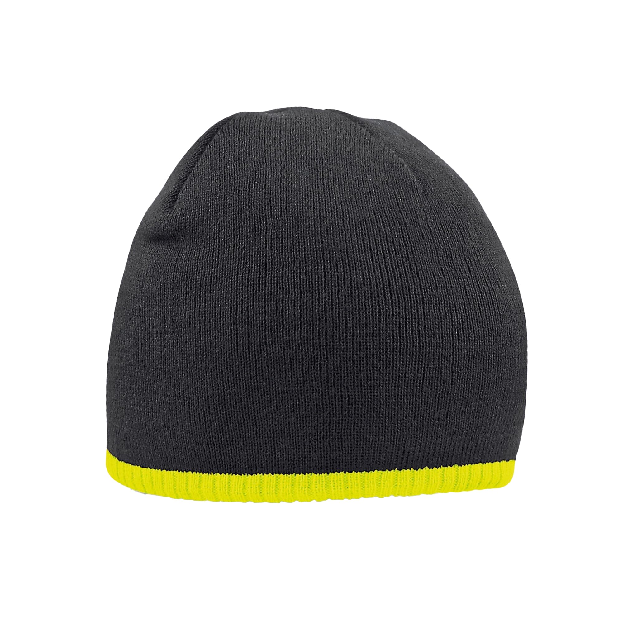 Beechfield B44c Two-Tone Pull On Beanie - Black/Fluorescent Yellow