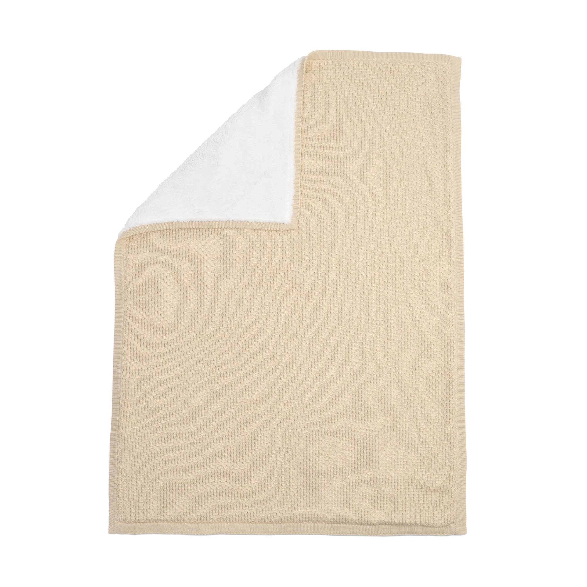 Clair de Lune Organic Knit Sherpa Baby Soft & Cosy Pram/Car Seat Blanket 70 x 100 cm (Cream)