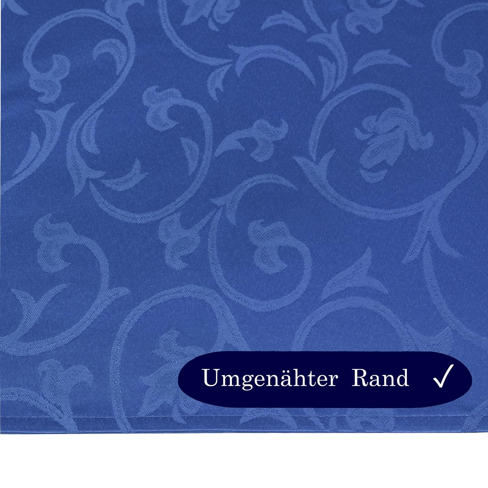 Nappe damassée infroissable style baroque, modèle jacquard, nombreuses tailles & couleurs !, Polyester, Bleu foncé, Rund 220cm