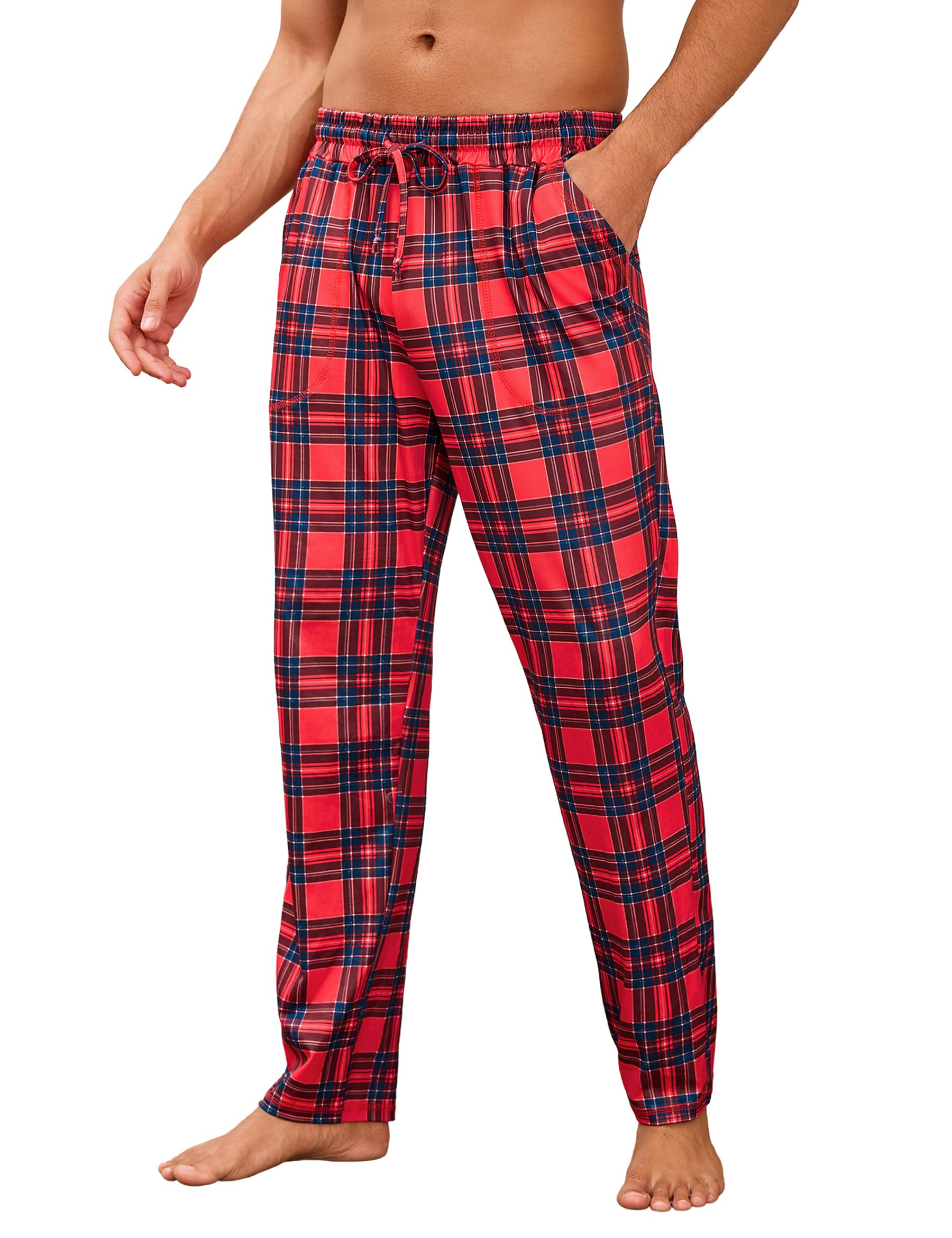 Demegimi Herren Schlafanzughose Lang Karierte Pyjamahose Lange Schlafhose Freizeithose für Männer