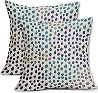 Vista 23 de Fundas de almohada marrón y blancas de 18 x 18 pulgadas, juego de 2 almohadas boho grises con lunares, fundas de almohada modernas estampadas