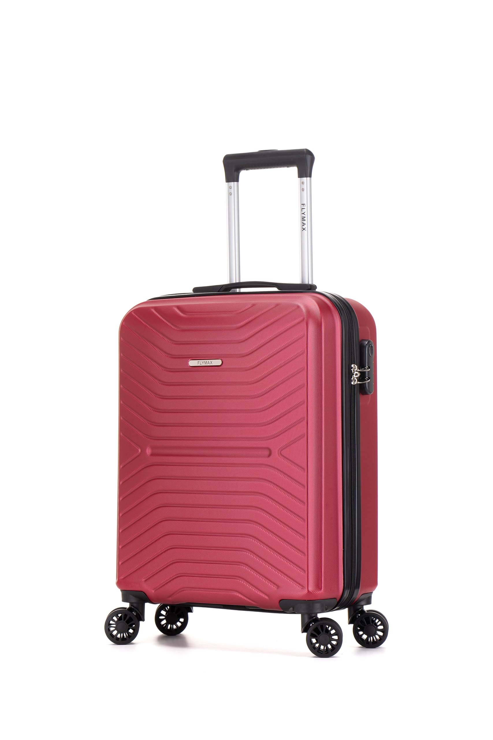 FLYMAX 4-Rad Koffer Groß, Mittel & Kabine Super leichte Hartschale Gepäck Spinner ABS Reisekoffer, weinrot, 45x36x20 Carry on, Koffer