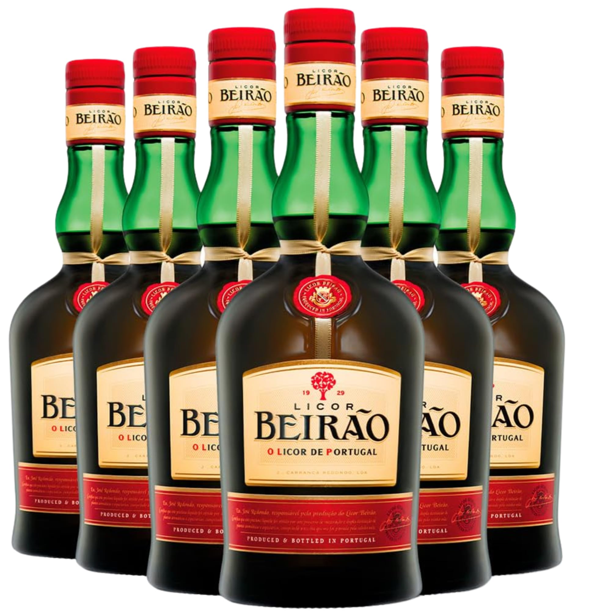 Licor Beirão - Licor de Hierbas Portugués | 13 botánicos seleccionados | Doble destilación en cobre | Notas de hinojo, romero y naranja | 70 cl | Hecho en Portugal - Pack 6 Botellas 70cl