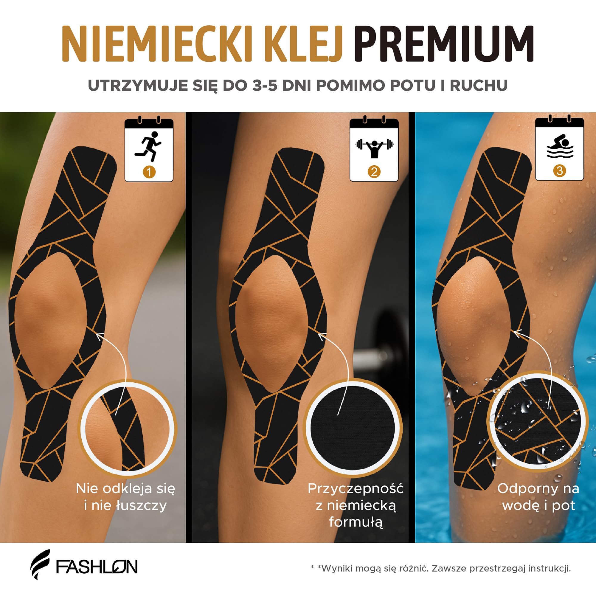FASHLON Niepocięte bawełniane taśmy kinezjologiczne 2 rolki - Nocny Brąz | Wodoodporne tejpy sportowe (5cmx5m każda). Elastyczne plastry wspierające stawy i mięśnie do siatkówki oraz piłki nożnej