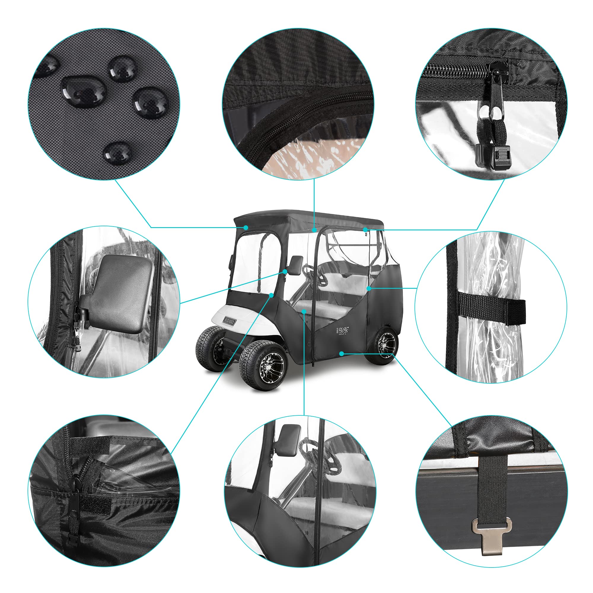 Buy 10L0L 2 Passenger Golf Cart Driving Enclosures for EZGO TXT, 600D