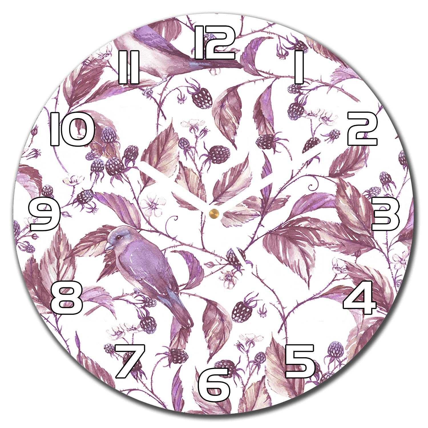 Horloge en verre 30 cm Oiseaux sur la Branche style vintage pour cuisine chic