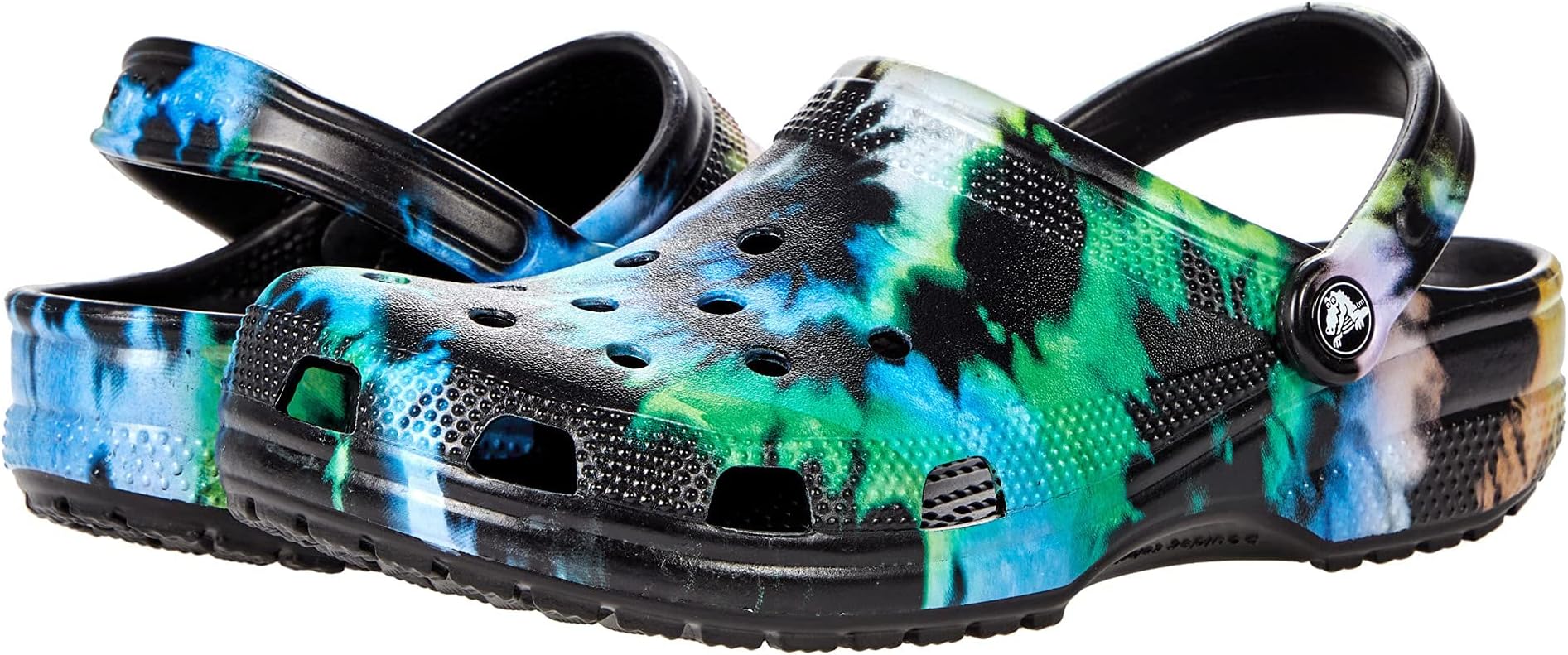 Crocs Unisex Adult Classic Tie Dye Clog, Black/Pastel, 4 Women 2 Men US