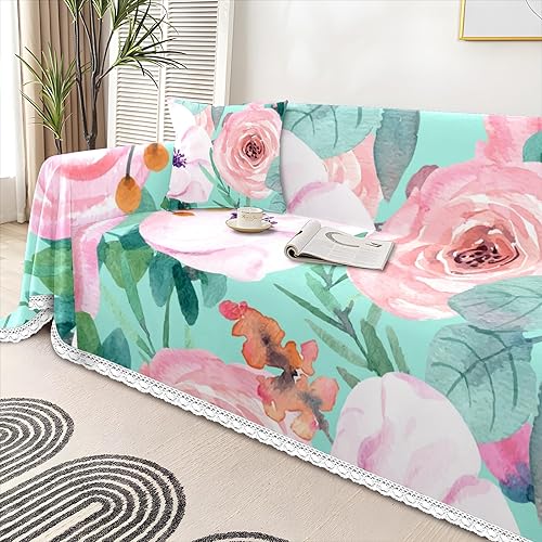 Vista 23 de Funda de sofá de acuarela de flores silvestres rosa y morada, fundas de sofá estampadas, fundas de sofá, fundas resistentes a las manchas, protector