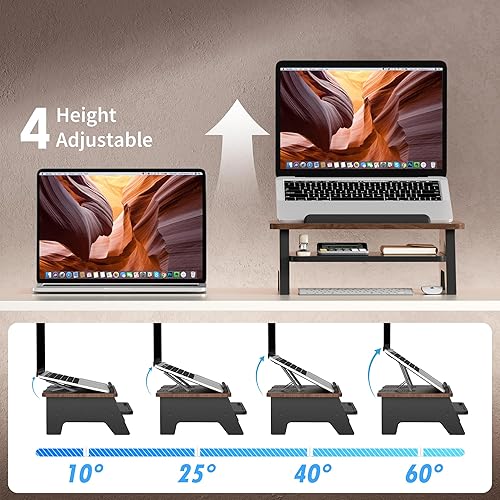 Miniatura 3 de Soporte para laptop de 2 niveles, elevador ajustable, accesorios organizadores de escritorio, refrigeración ventilada, soporte ergonómico para