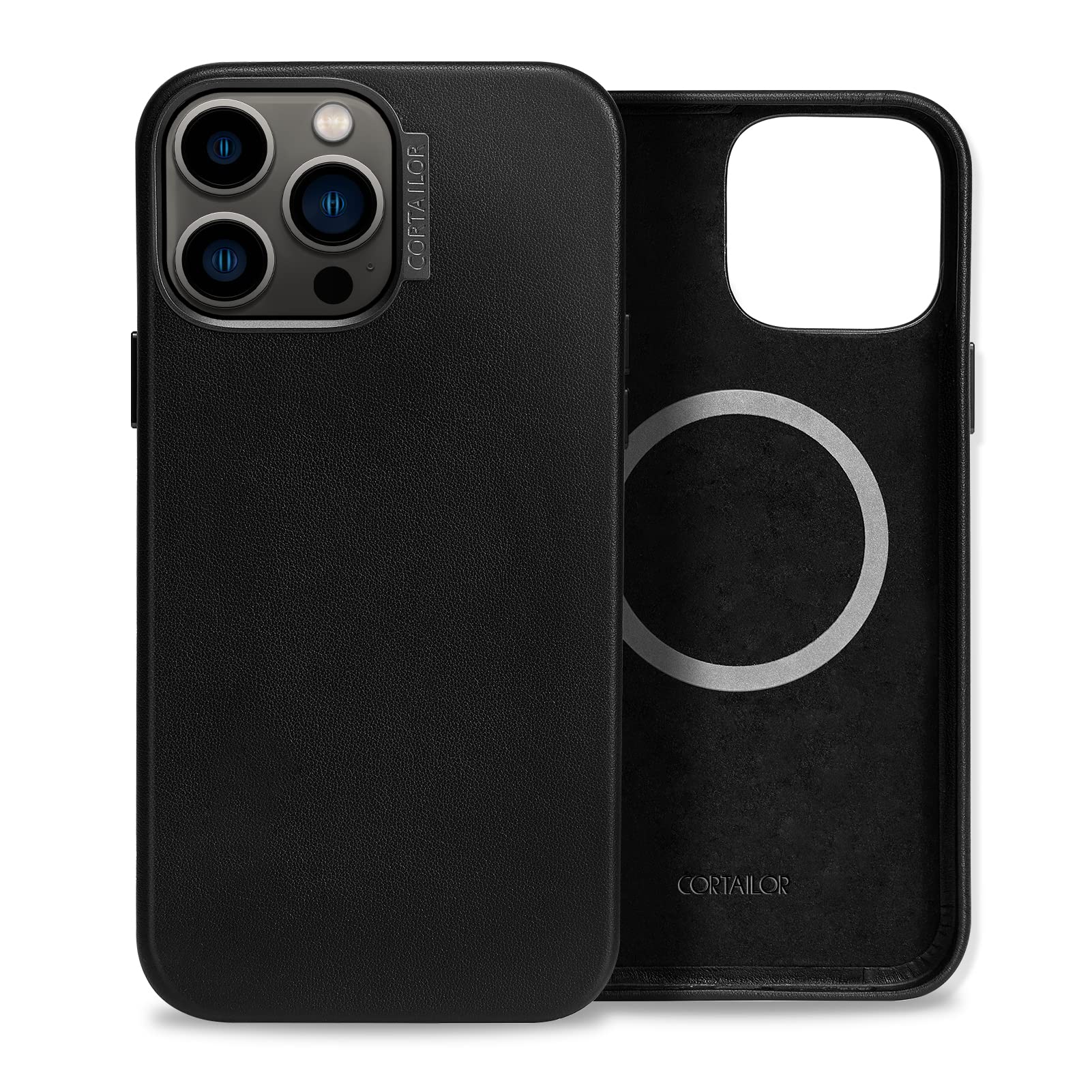 CORTAILOR Designed for iPhone 13 Pro Case Leather Compatible with MagSafe Shockproof Protective Slim Cover 6.1 Inch(2021), Black