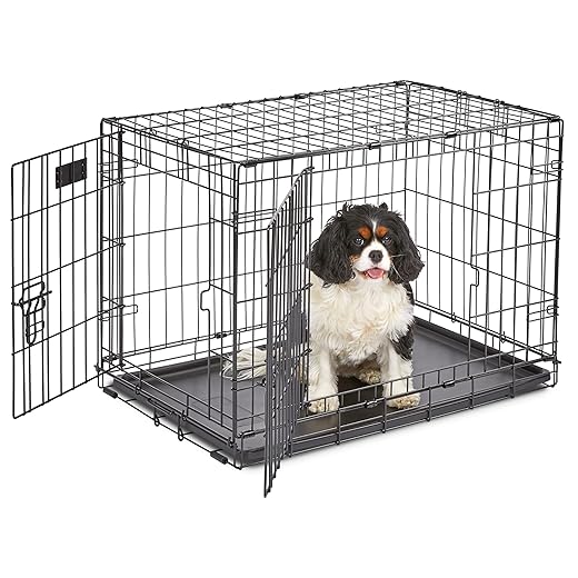 MidWest Homes for Pets 30-Inch iCrate for Medium Breeds, 21-40 lbs, Single Door Folding Dog Crate with Divider Panel, Leak-Proof Tray & Secure Latch, Portable, Durable & Easy to Assemble