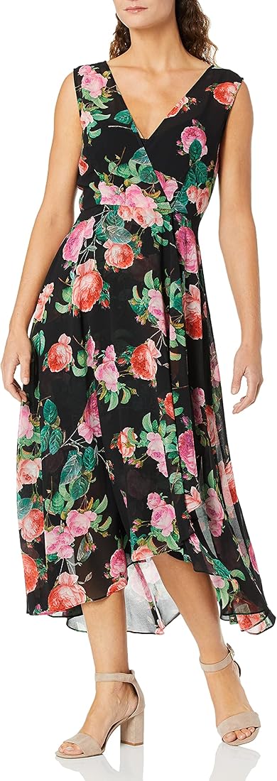 Calvin klein women's chiffon sleeveless v neck maxi dress Clearance