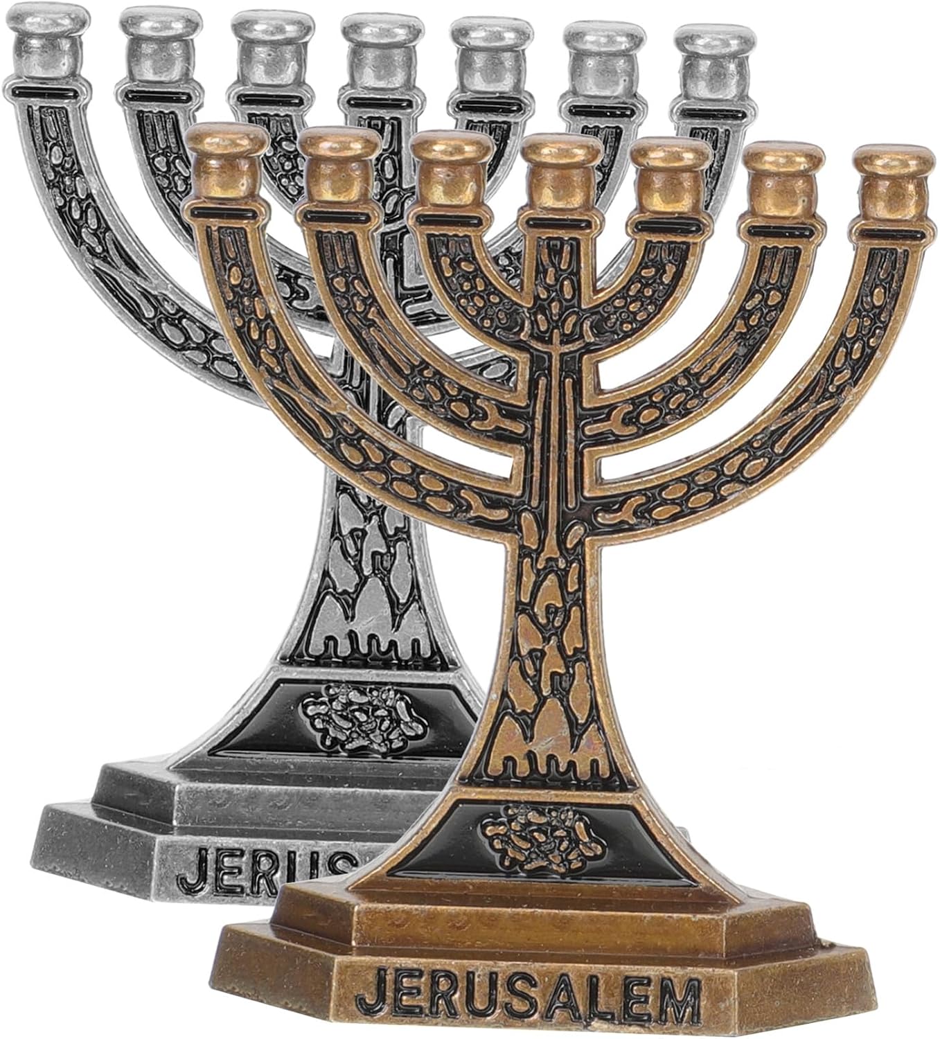 2pcs Arm Jewish Menorah Candlestick Metal Candle Holder Decorative Festival Centerpiece for Hanukkah and Home Vintage Style