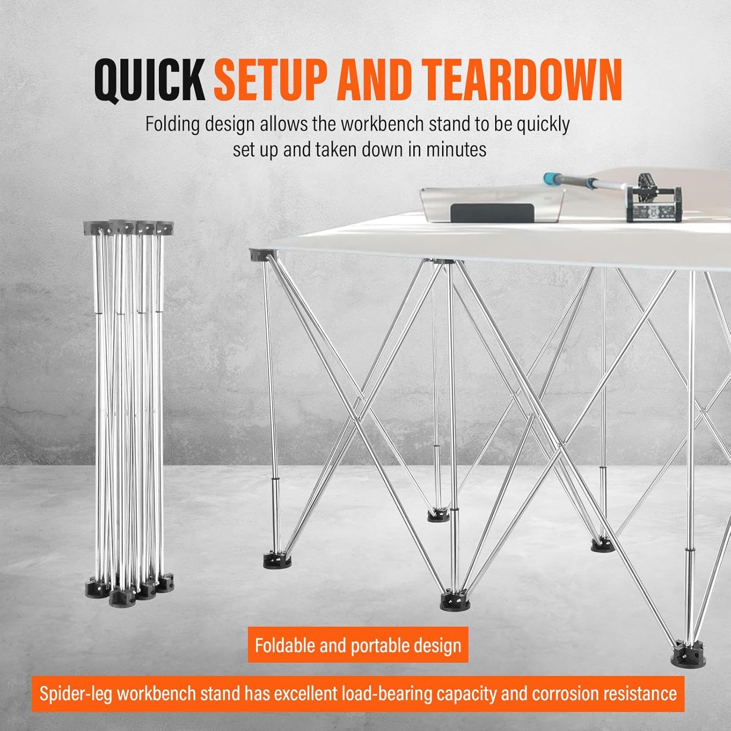 Portable Folding Workstands, Folding Works Table Set, Foldable Workbench, 1323 Lbs Capacity 28.74 Inch Work Height, No Assembly Mobile Work Station for Garage Workshop Outdoor