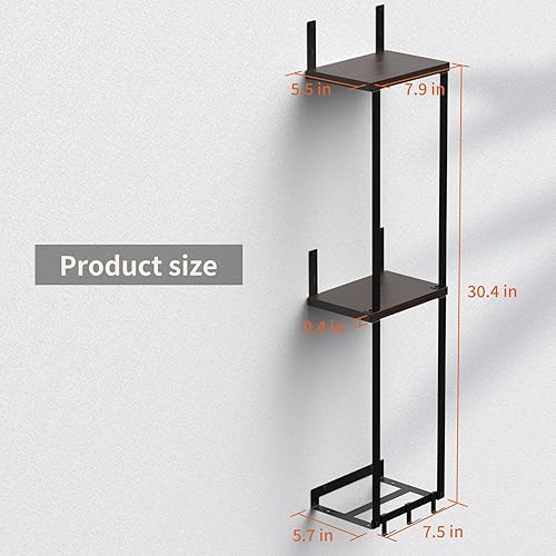 Miniatura 6 de Toallero de baño, toallero para baño montado en la pared con estantes de madera y 3 ganchos, almacenamiento de toallas para baño pequeño, toallero