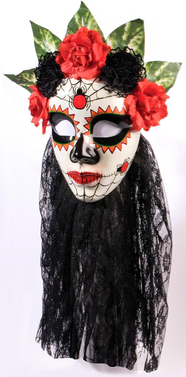 Rubies Forum Novelties Day Of The Dead Senora Black Lace Costume Mask - Image 3