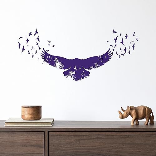 Miniatura 3 de Vinilo adhesivo para pared, diseño de pájaros de cuervo, estilo gótico, árboles, animales, naturaleza, decoración grande (1336ig), color negro, L,