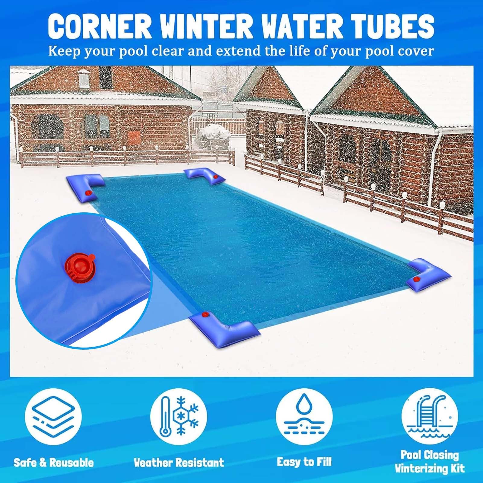 Sacs d'eau pour Bâche De Piscine - Tubes Hivernaux à Renforcés | 4 Pièces Résistants au Froid pour Camping Spa Jardin Piscine Extérieur