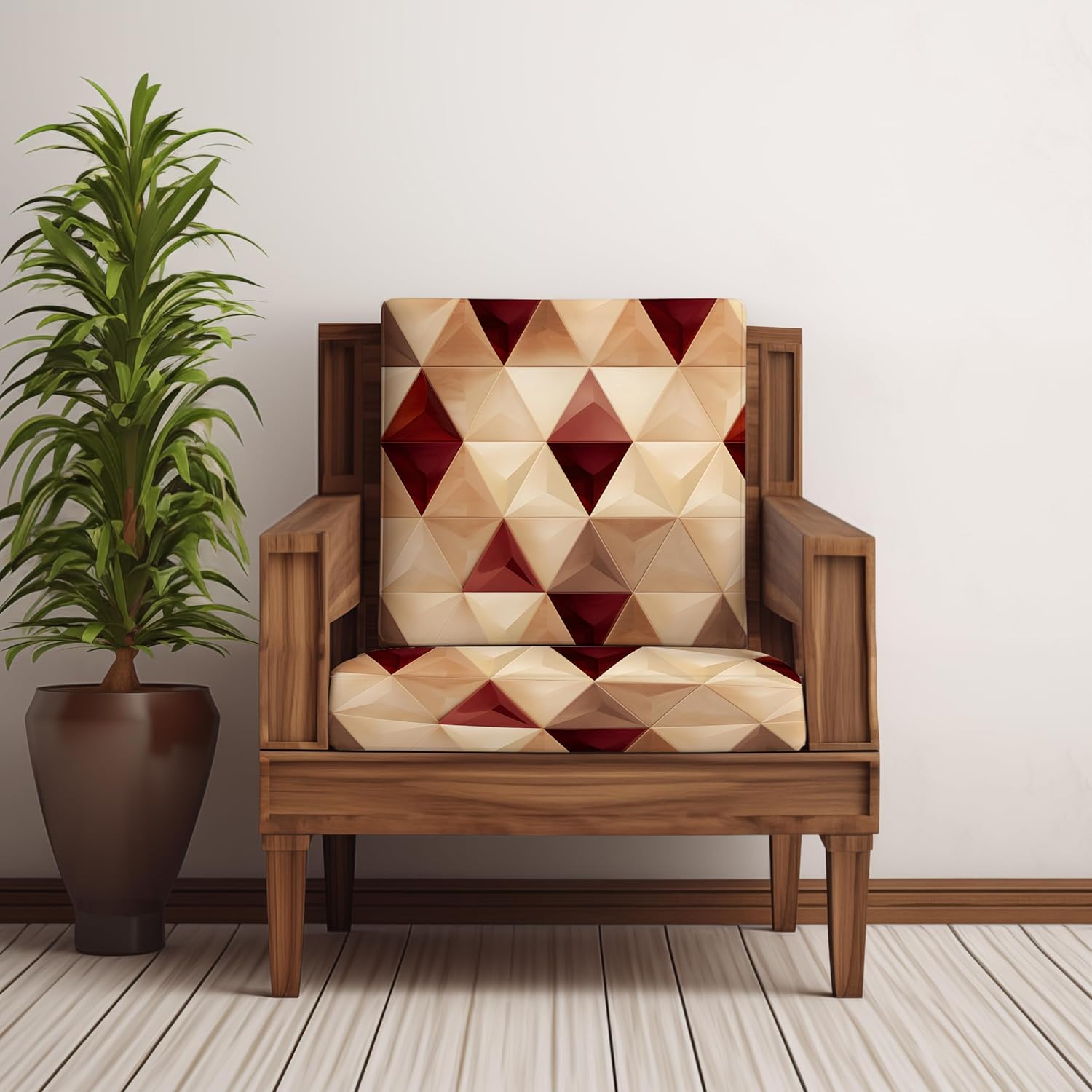 Decorian Polycotton Stretchable Printed Solid Sofa Slipcovers, Wooden Sofa Seat Cover, Sofa Back Cushion Covers (Pack of 10, Brown Triangle New) Decorian Polycotton Stretchable Printed Solid Sofa Slipcovers, Wooden Sofa Seat Cover, Sofa Back Cushion Covers (Pack of 10, Brown Triangle New)