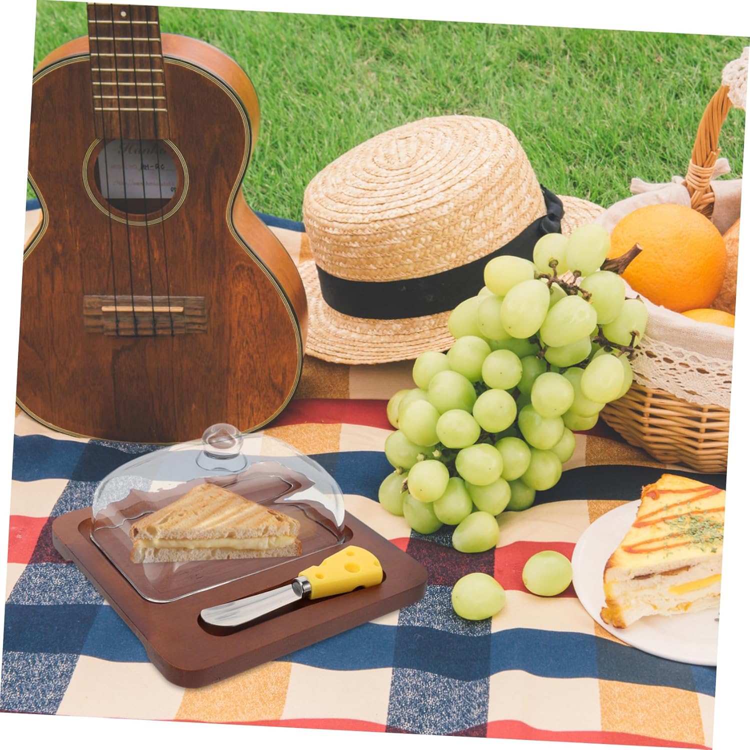 PRETYZOOM Butter Container with Lid Food Preservation Box for Refrigerator Deep Brown Tray with Dome Cutter for Safe Storage of Cheese and Butter