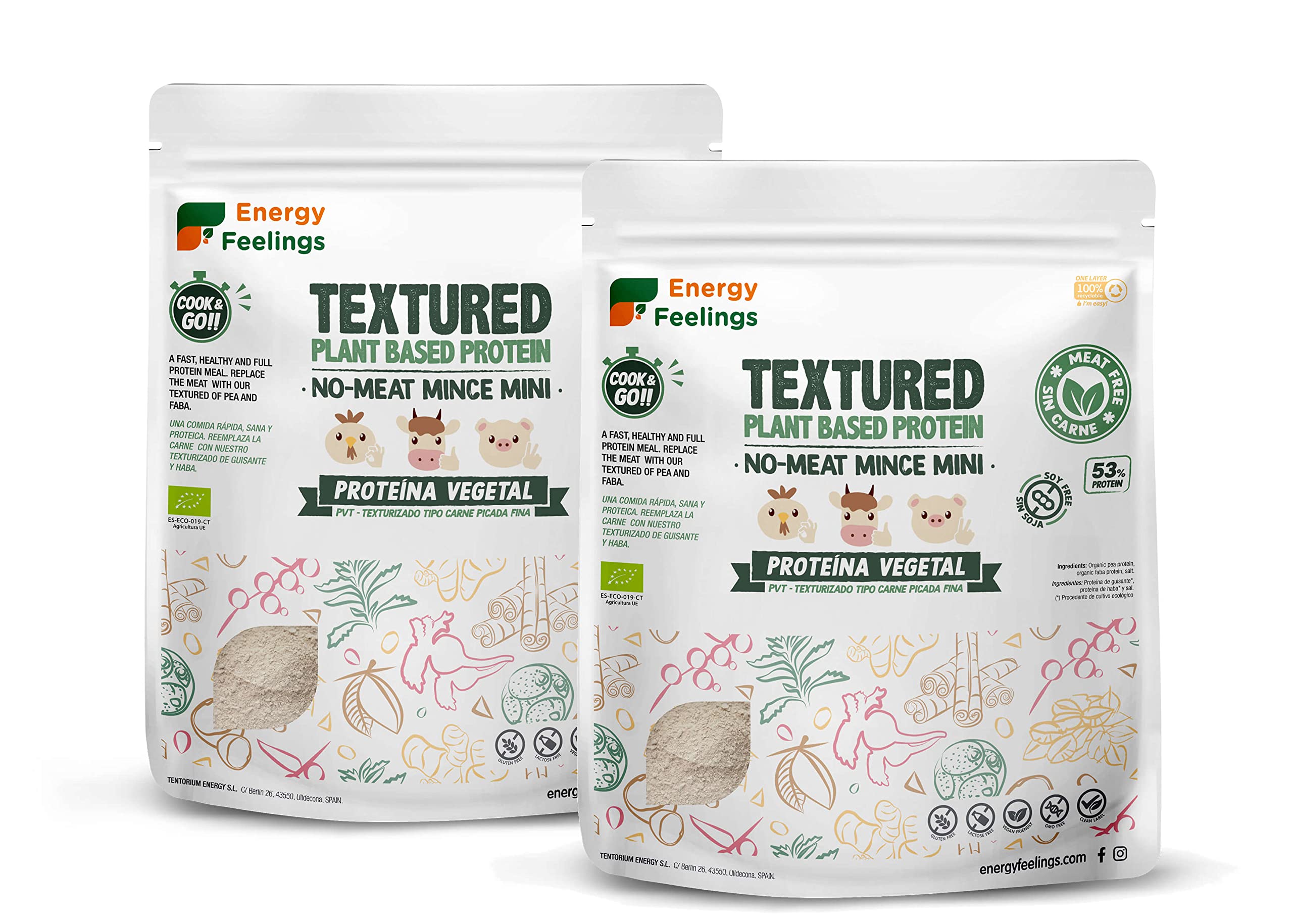 Proteína de Guisante Texturizada Tipo Carne Picada Fina 400g Vegana Ecológica 53% Proteína Sin Gluten