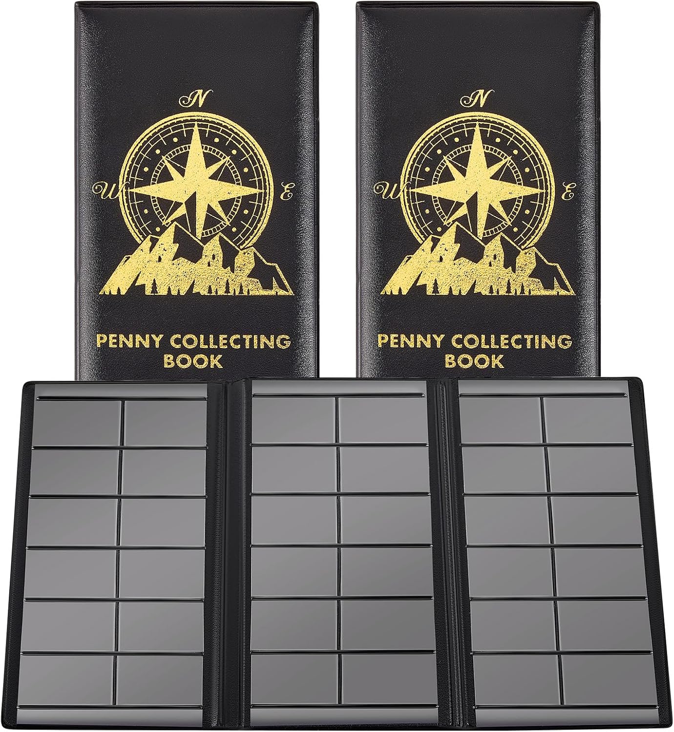 TaoBary 2-Pack Pressed Penny Collection Books - Holds 88 Souvenir Coins, Vintage Black Coin Holder Album for Collectors