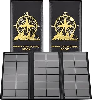 TaoBary 2-Pack Pressed Penny Collection Books - Holds 88 Souvenir Coins, Vintage Black Coin Holder Album for Collectors