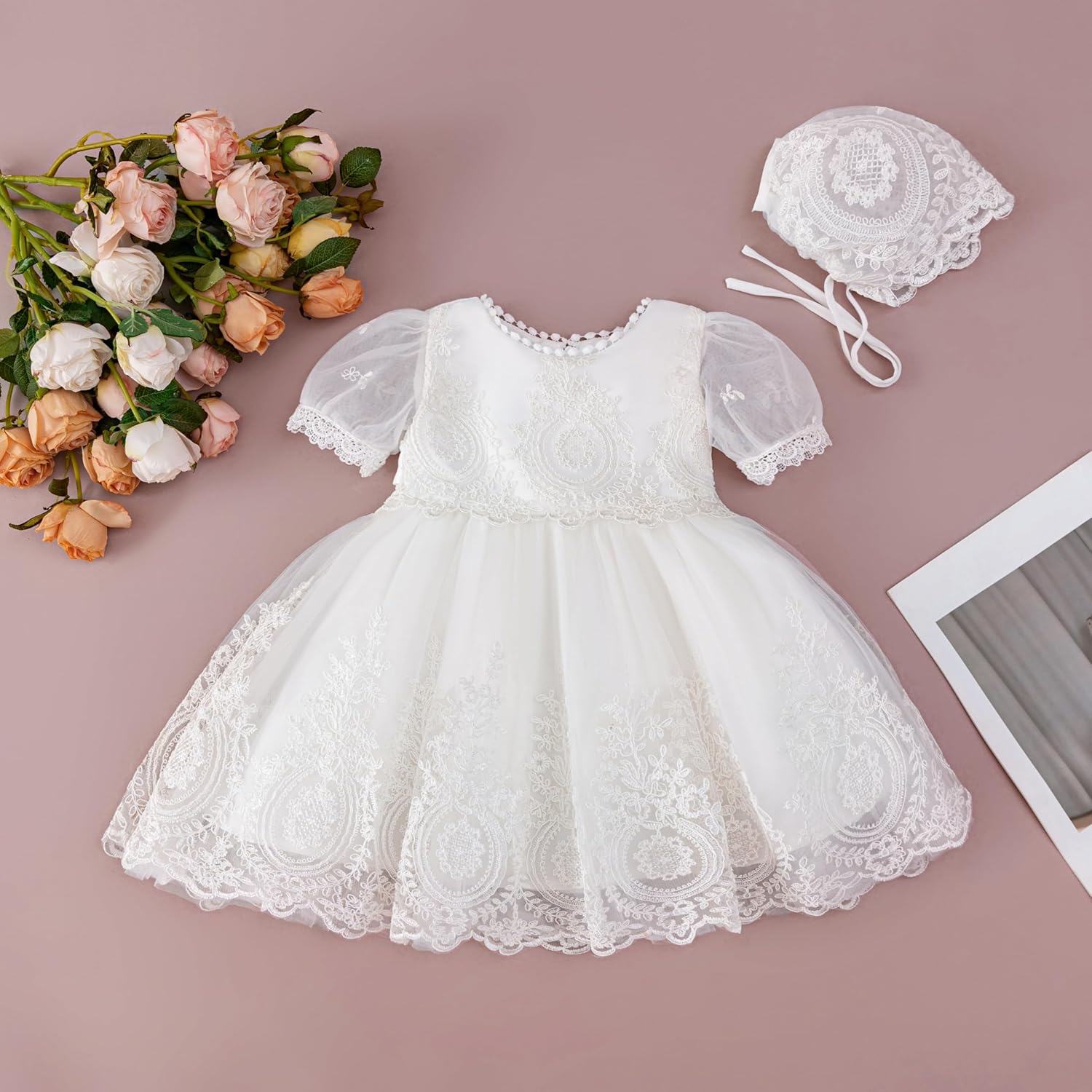 Baby Flower Girl Dress Princess Baptism Christening Wedding Birthday Tulle Dresses for Newborn Baby Girls Outfit