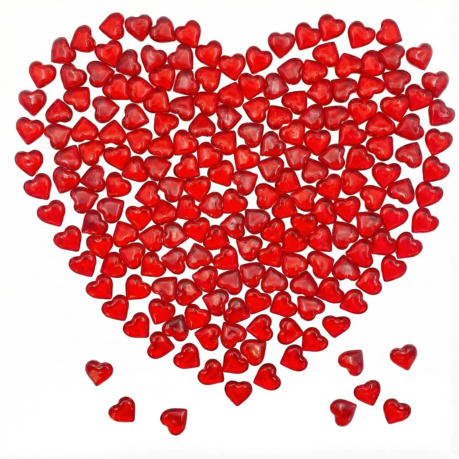 Bliceon 300 Pcs Heart Red Rhinestones, 0.5 inch Red Gems, Acrylic Heart Diamonds for Valentines Day, Crafts DIY, Valentines Table Decorations, Wedding Party