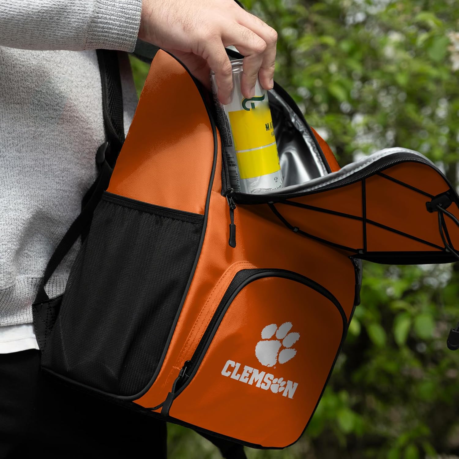 Logo Brands NCAA 24-Can Flex Backpack Cooler – Leak-Proof Lining, Bungee Cord Top & Shoulder Straps – Portable Cooler for Tailgates, Beach & Outdoor Events