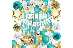 Teal Blue and Gold Birthday Party Decorations